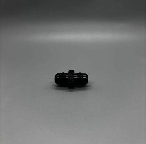Close-up of a black double screw used in automotive performance upgrades, showcasing precision threading and durable construction.